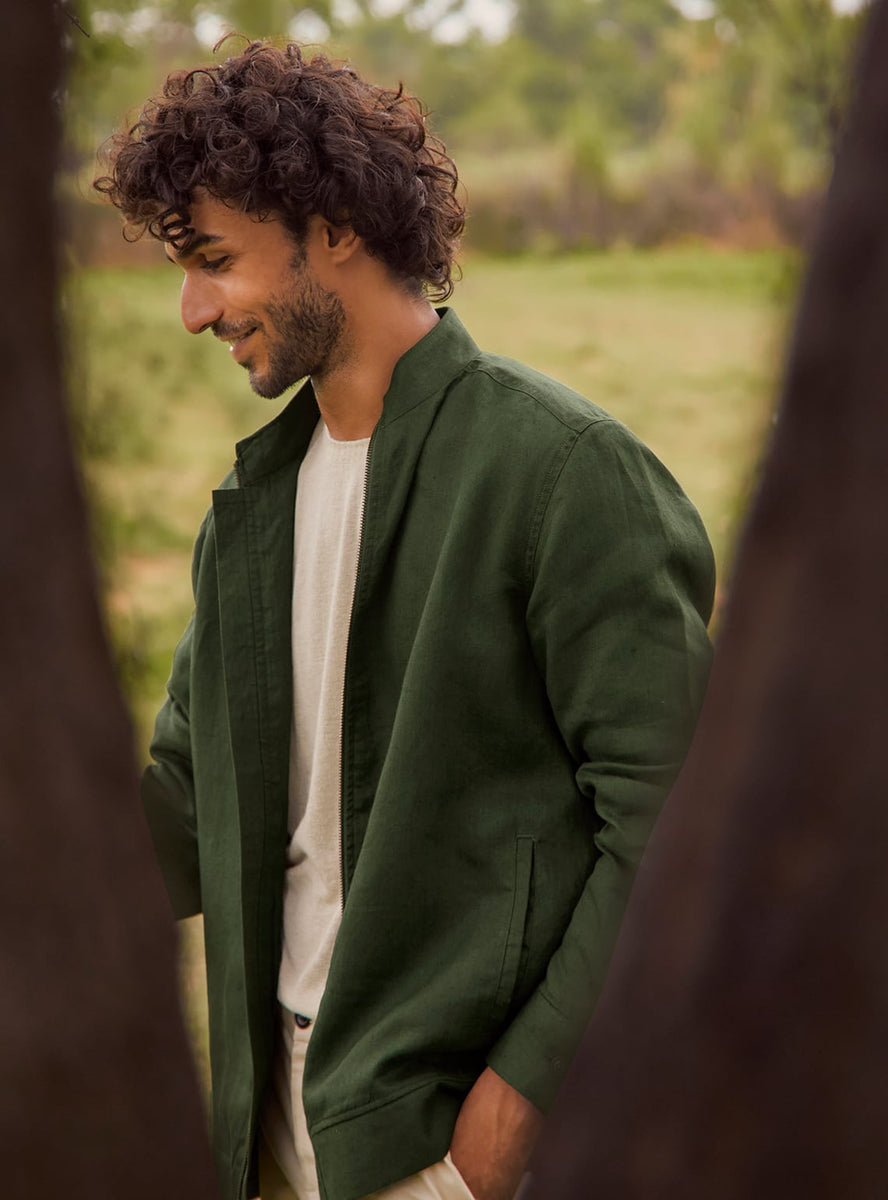 linen bomber jacket mens