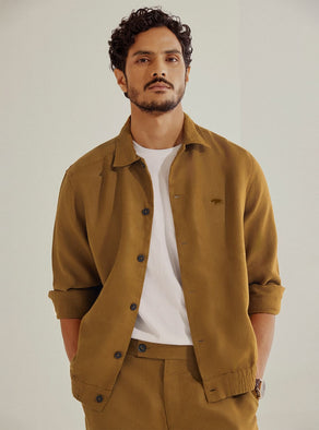 Tan Linen Bomber