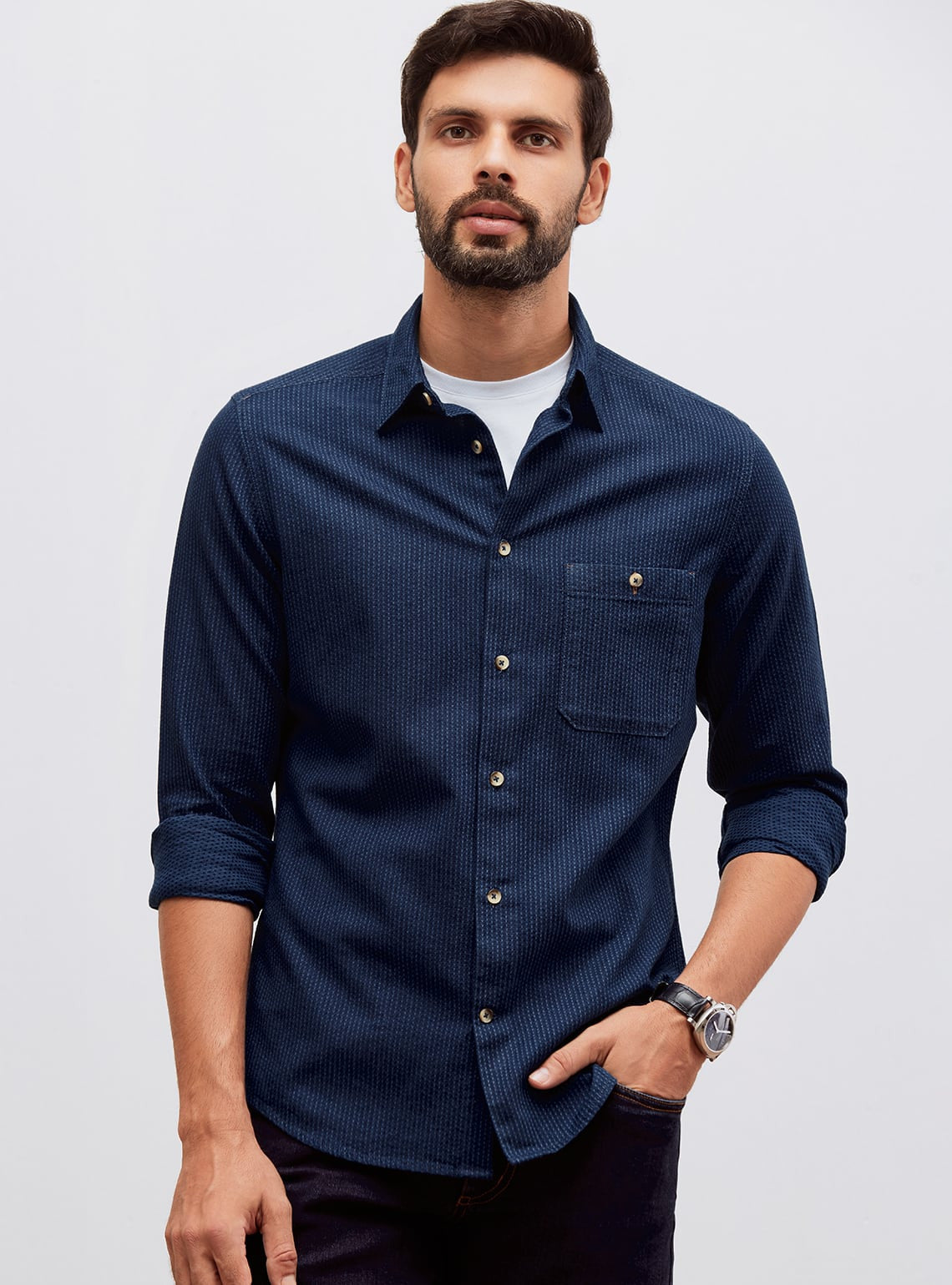 Vulcan Indigo Cotton Shirt