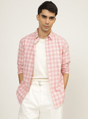 Coral Cotton Check Shirt