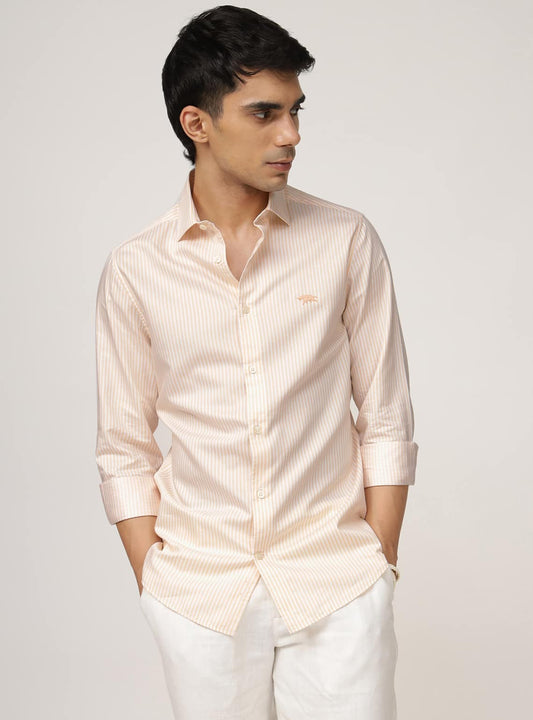 Faded Coral Cotton Tencel Shirt