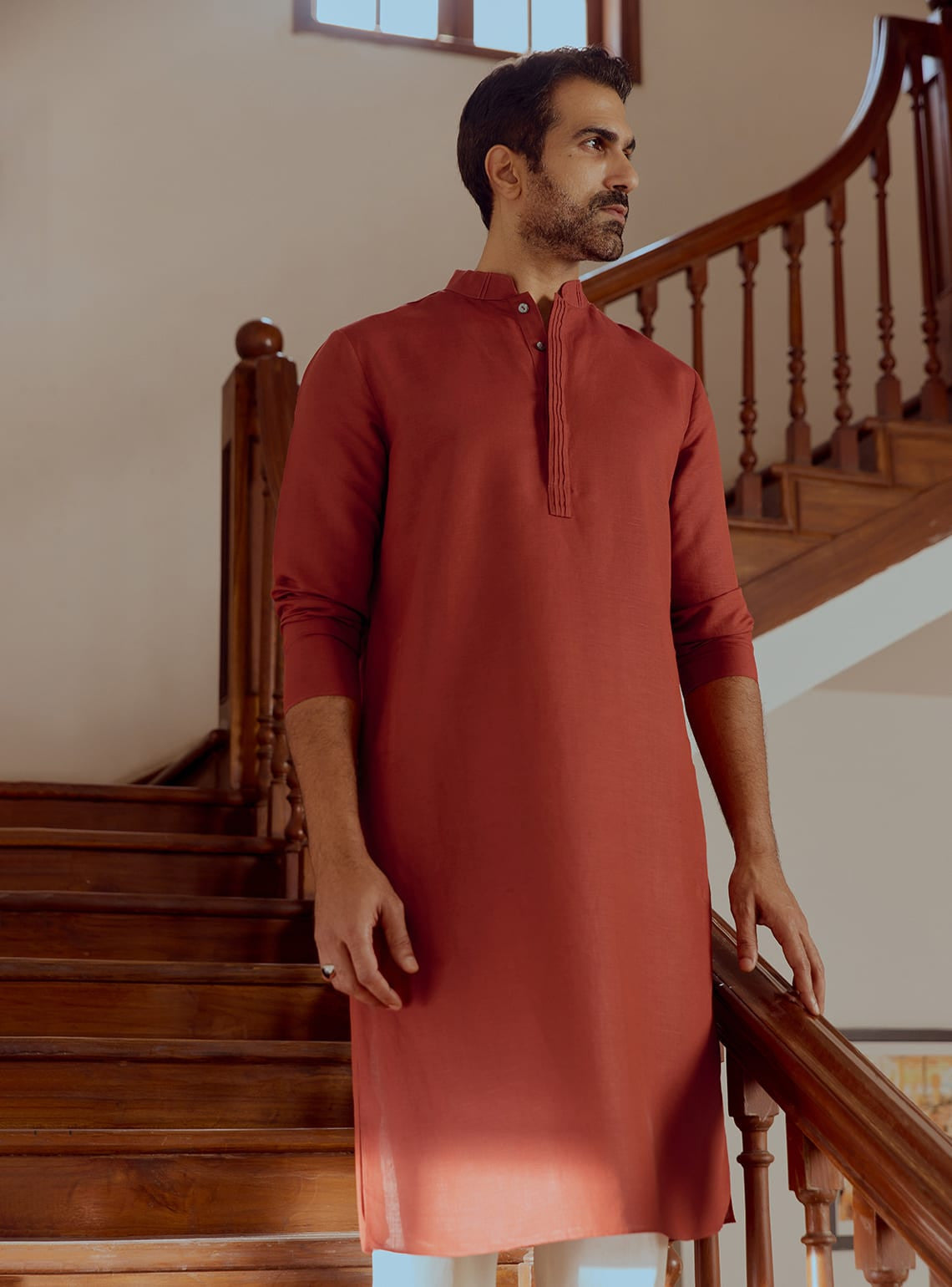 Lal Hemp-Viscose Kurta