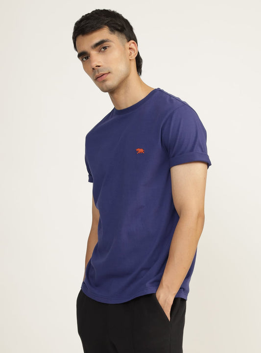 Purple Navy Cotton Crew