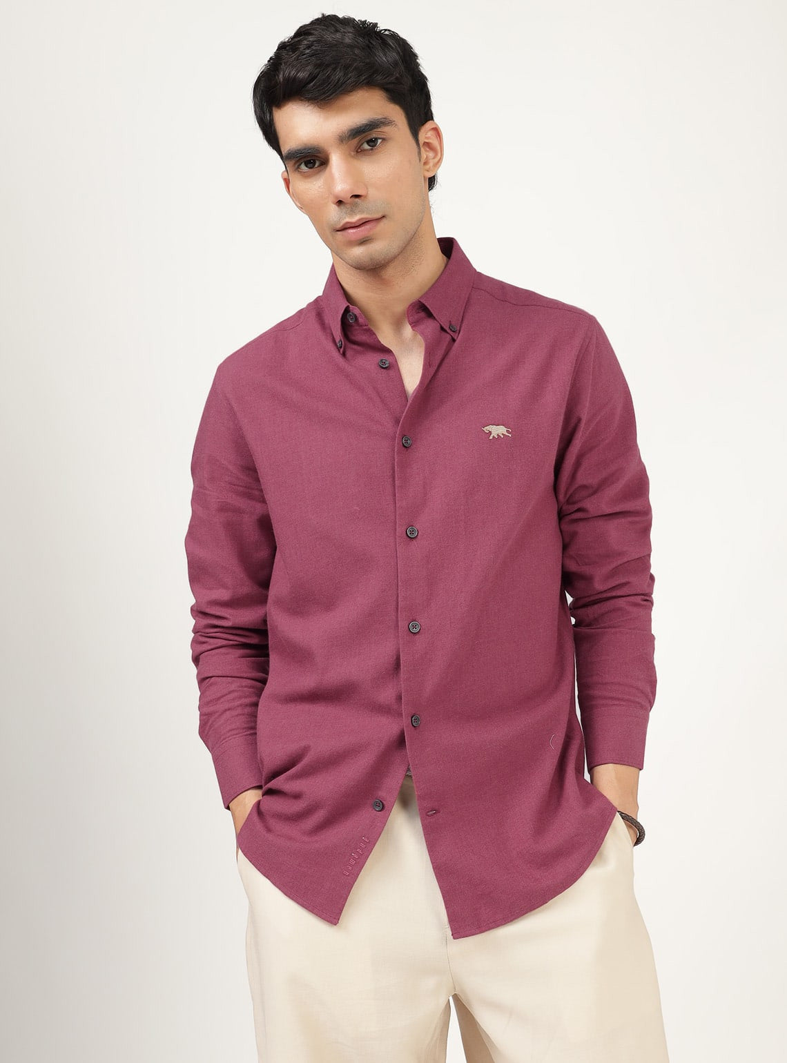 Coral Cotton Melange Shirt