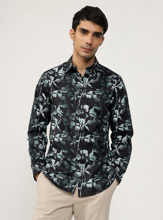 Midnight Flora Cotton Shirt