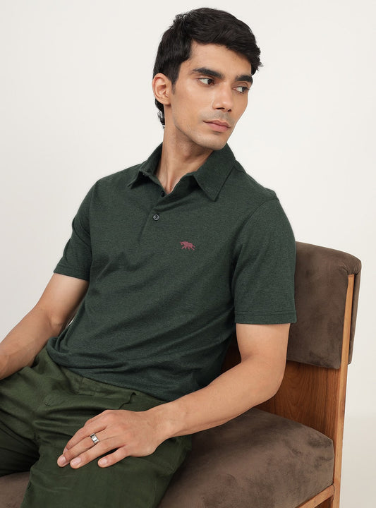 Kelp Cotton Melange Polo