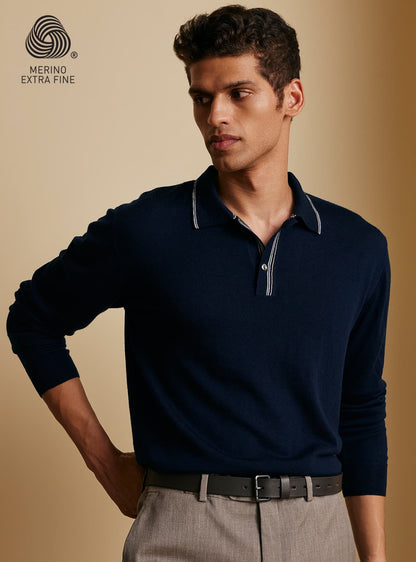 15. Sapphire Merino Polo