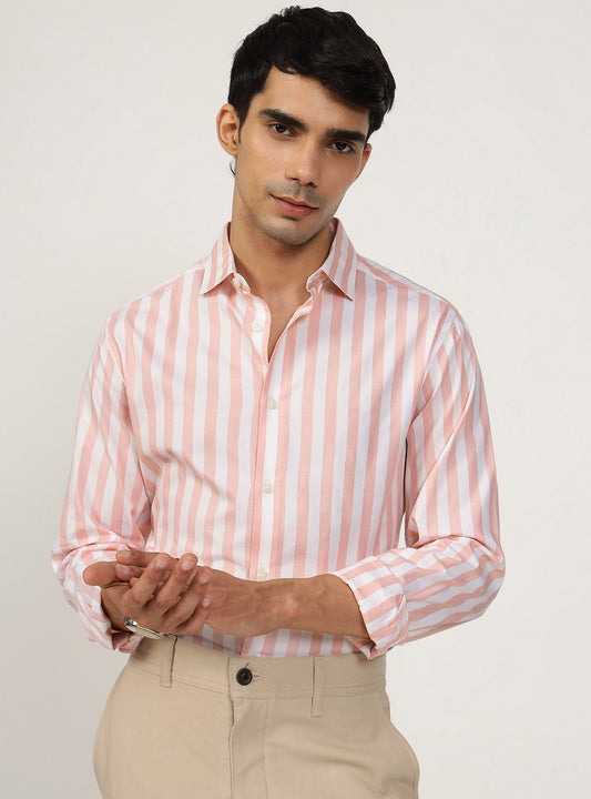 Coral Stripe Cotton Shirt