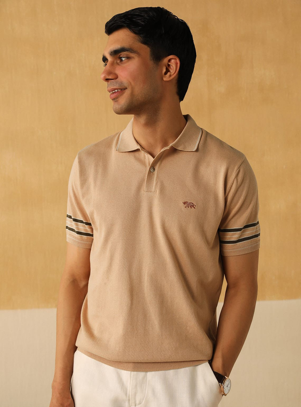 Almond Stripe Polo