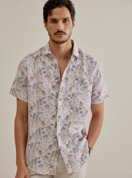 Cloudy Floral Linen Shirt