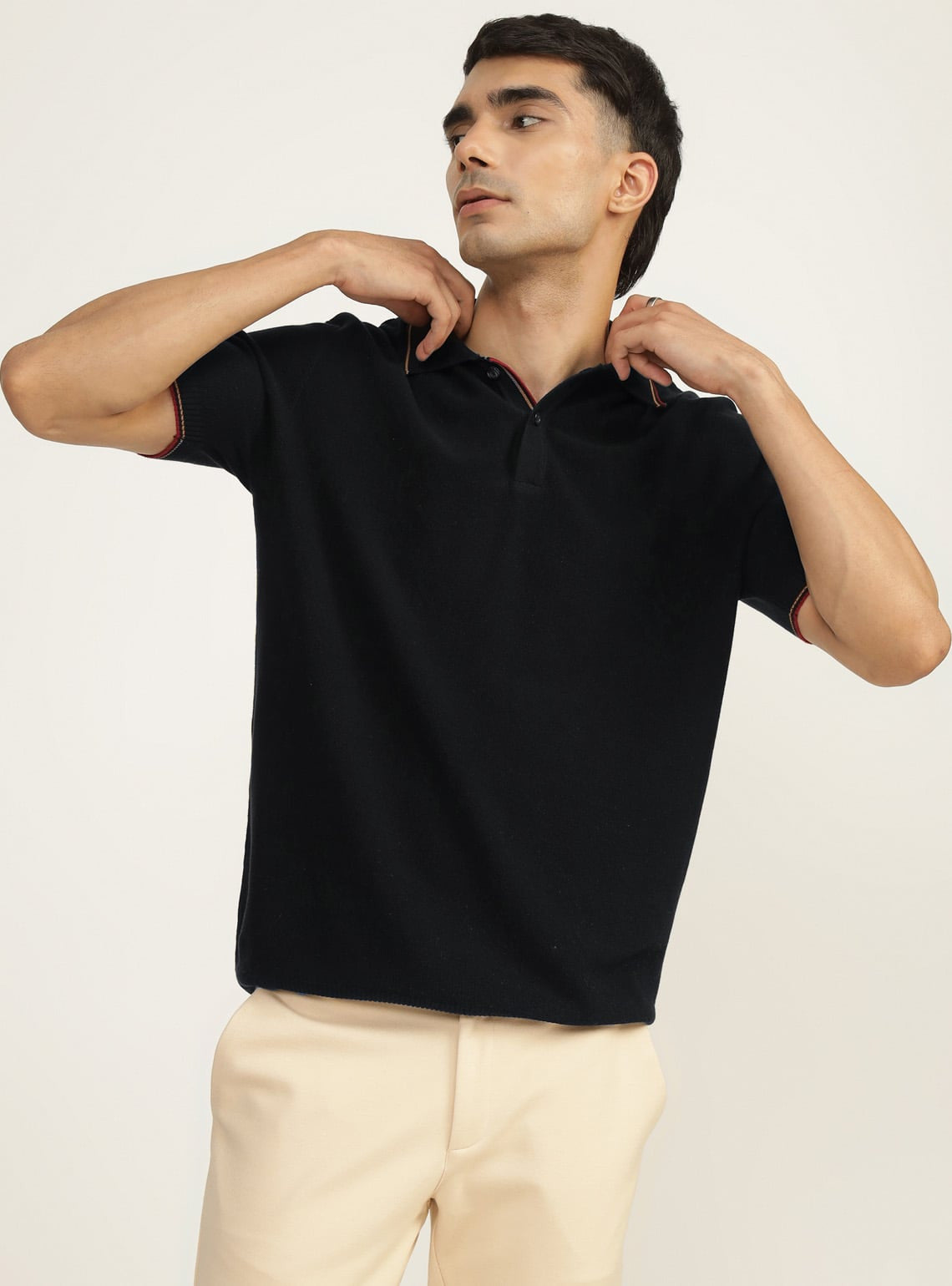 Ruby Black Cotton Polo