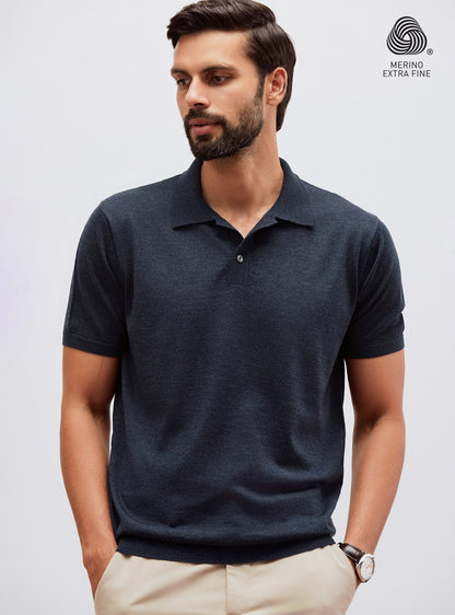 Vulcan Navy Merino Polo