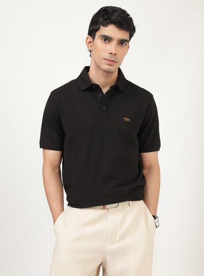 Jaguar Black Pique Polo