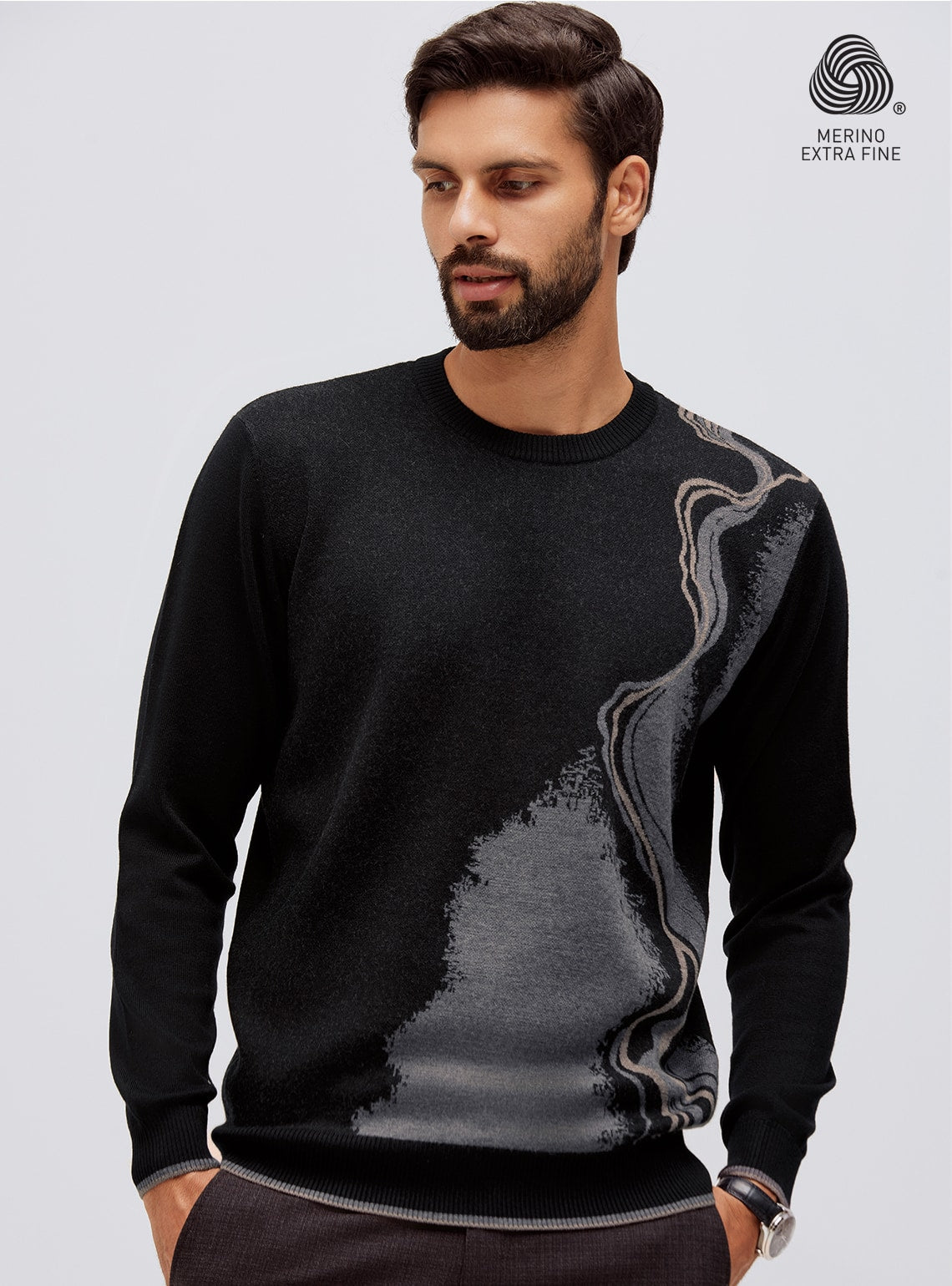 Onyx Black Merino Pullover