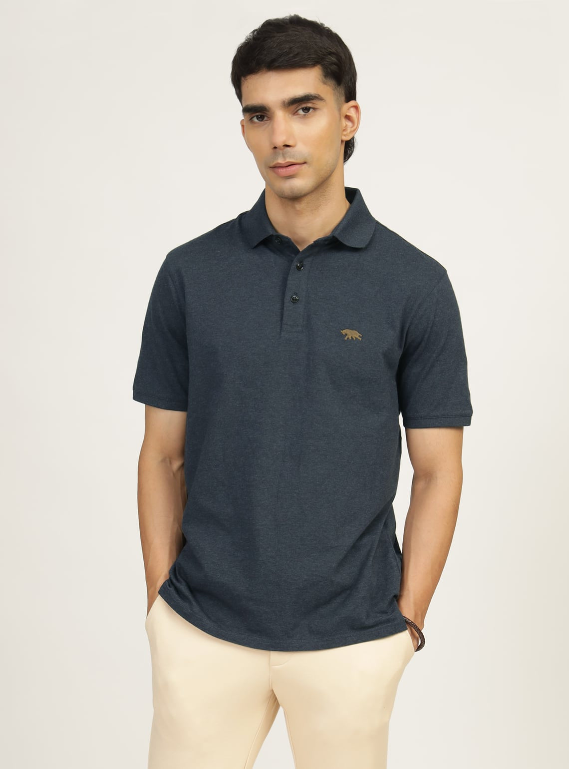 Cinder Navy Melange Polo