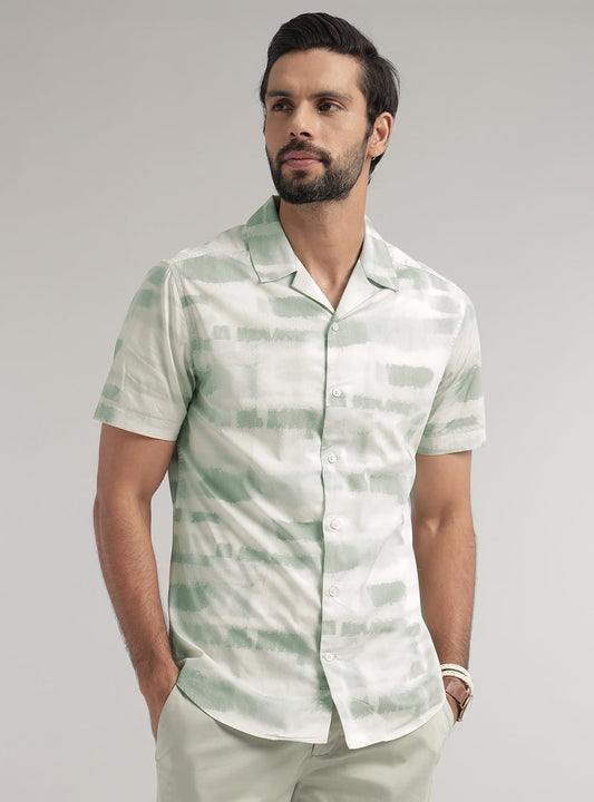 Green Stroke Print Shirt