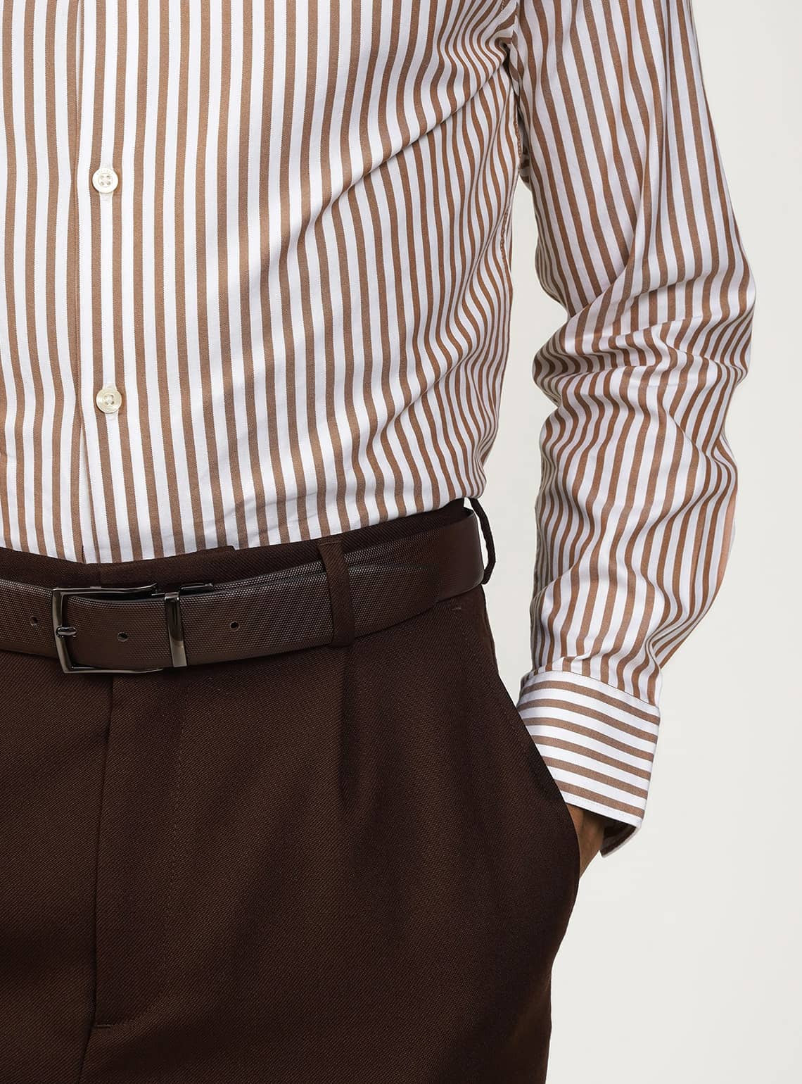 Brown Stripe Cotton Shirt