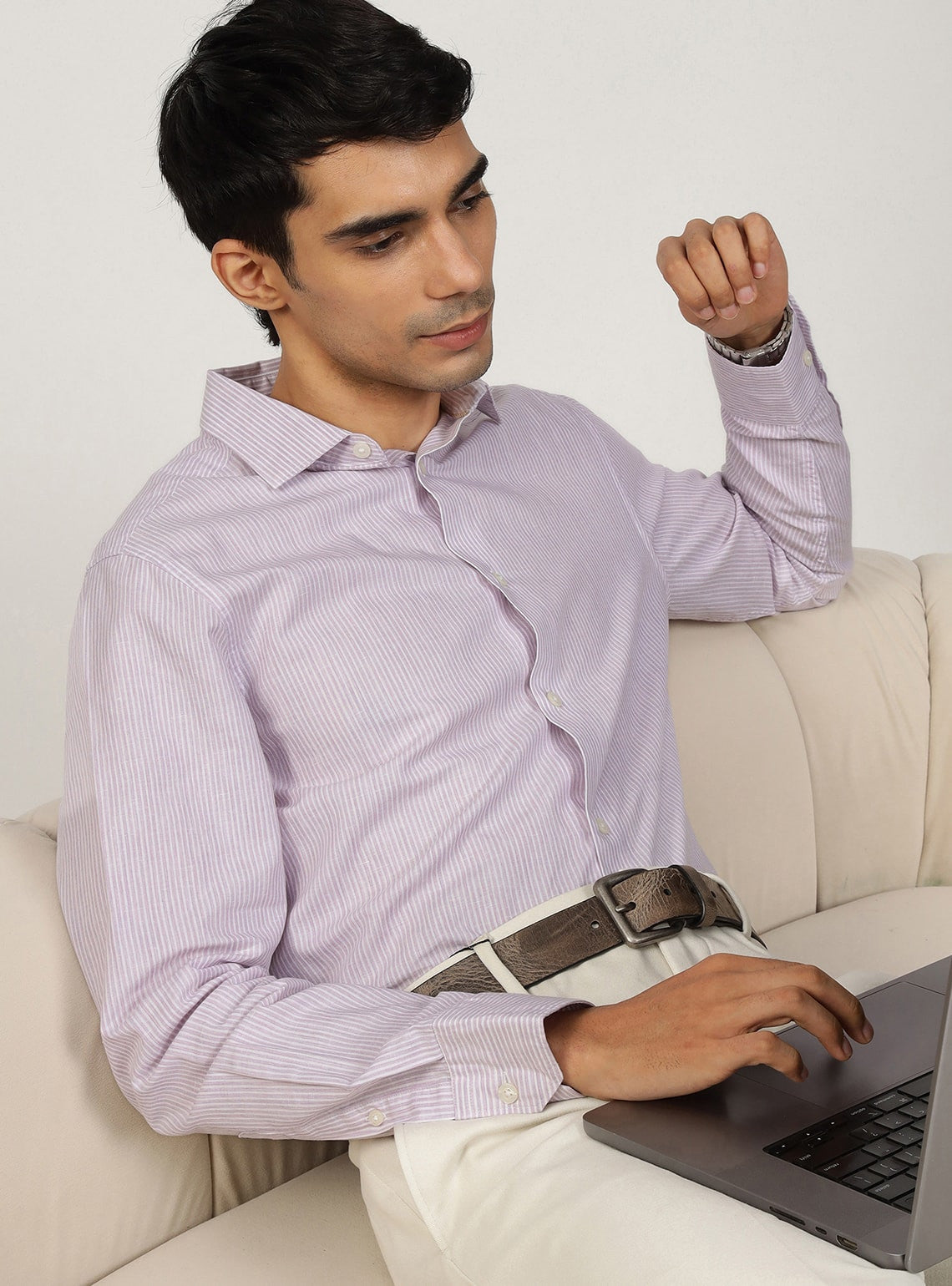 Lavendar Stripe Triblend Shirt