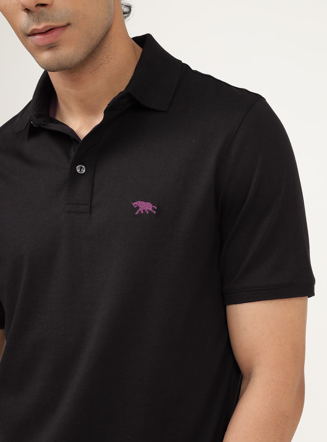 Oxen Black Cotton Polo