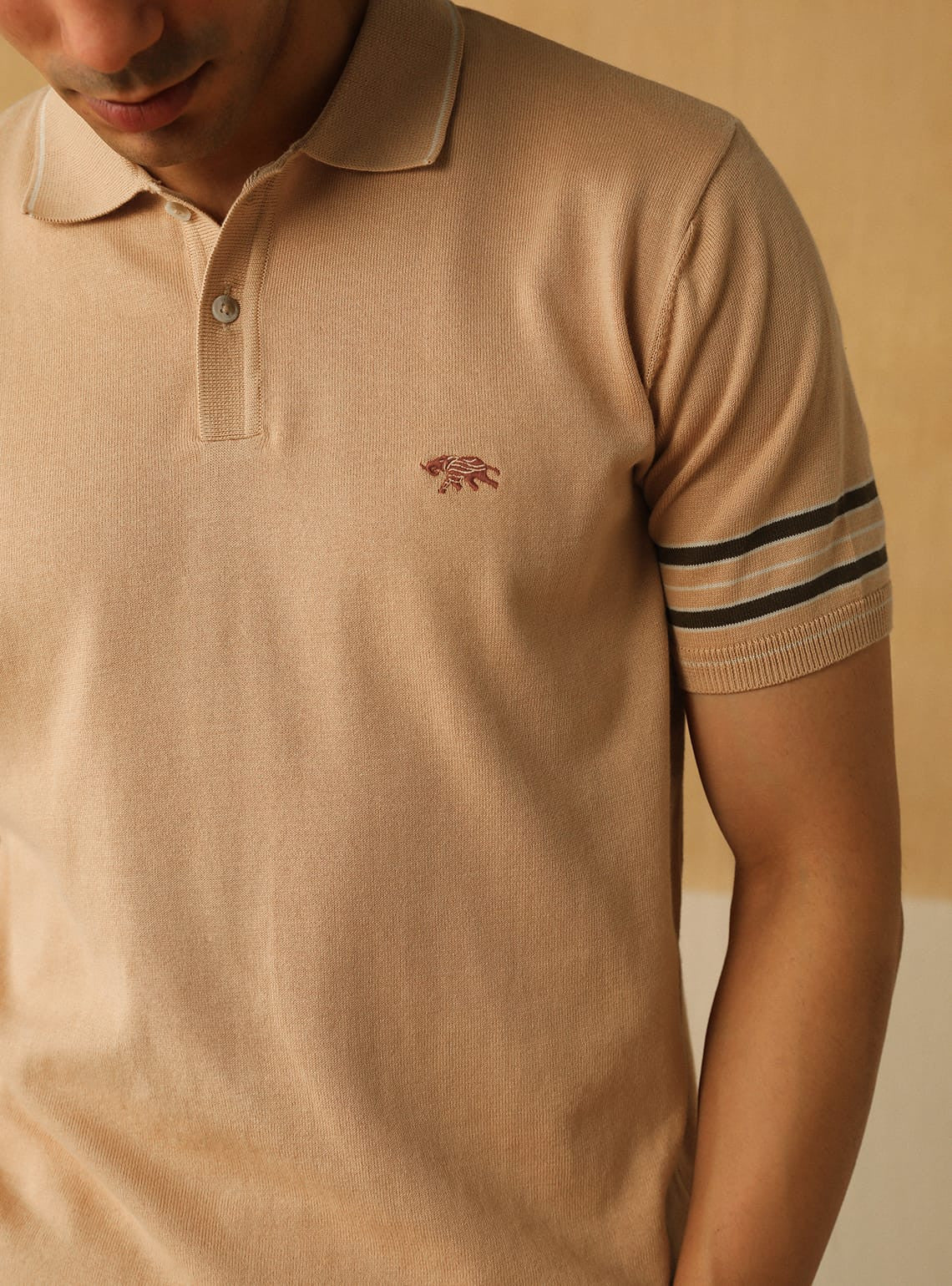 Almond Stripe Polo