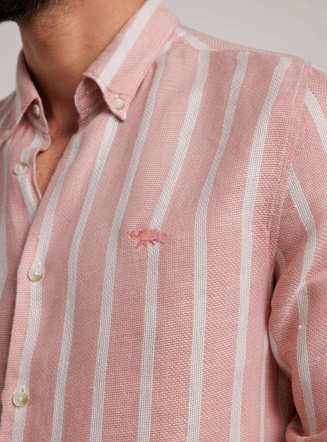 Puce Pink Stripe Linen