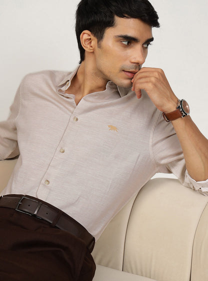 Beige Cotton Linen Shirt