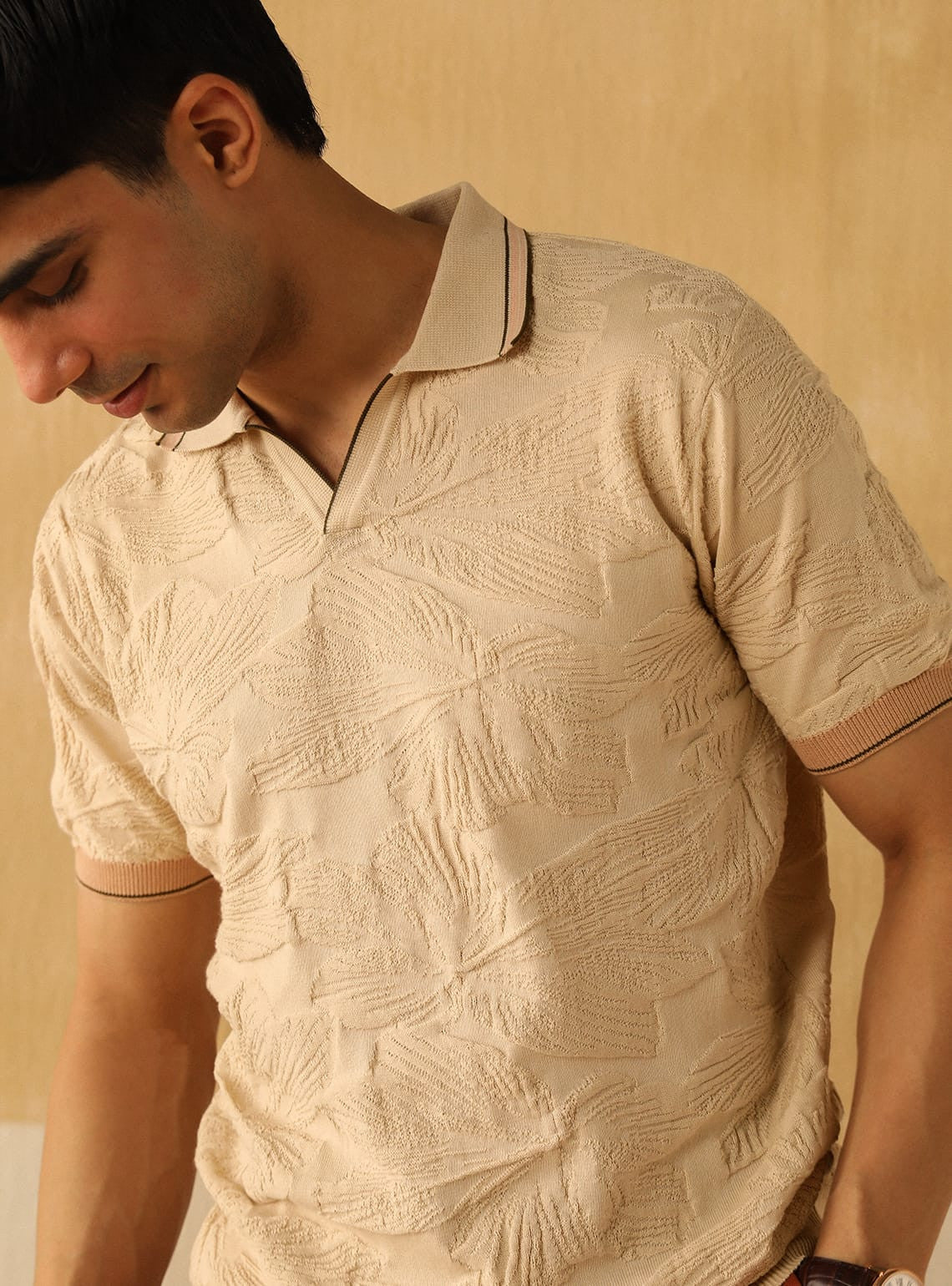 Beige Flora Polo