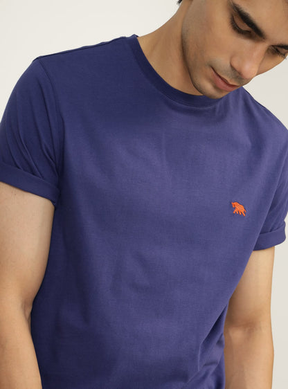 Purple Navy Cotton Crew