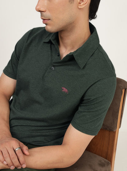 Kelp Cotton Melange Polo