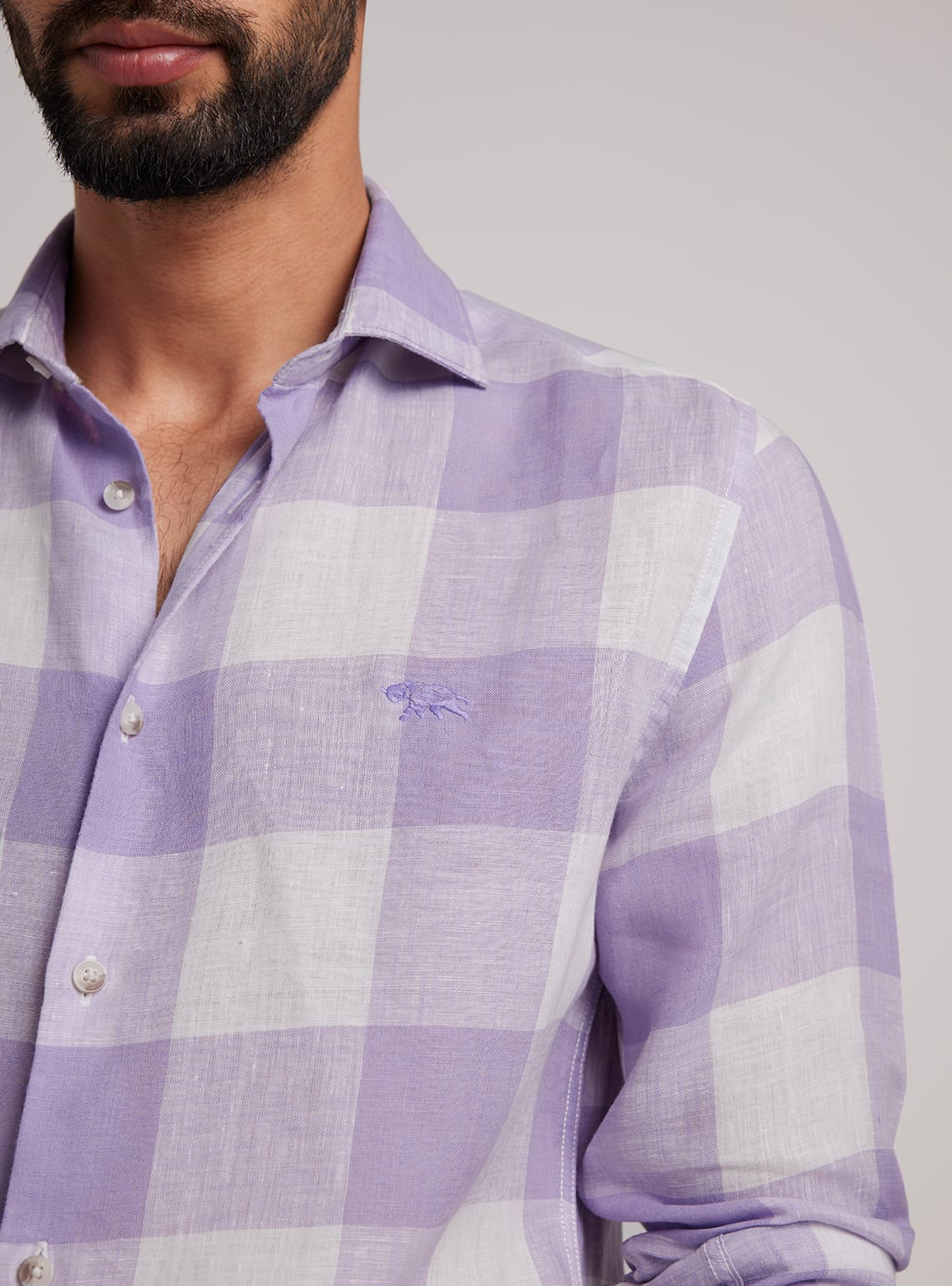 Lavender Grid Linen