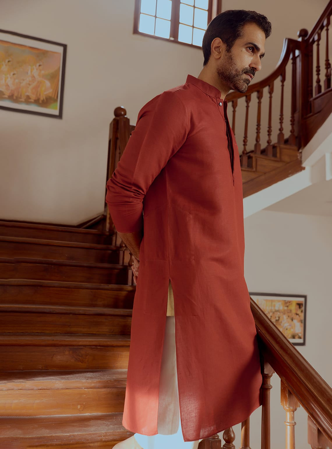 Lal Hemp-Viscose Kurta