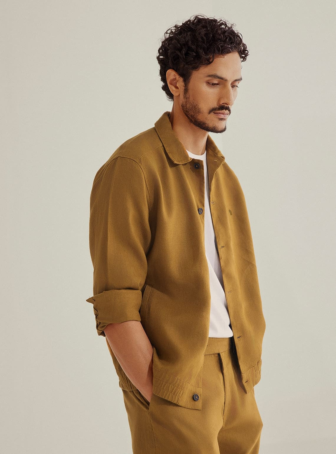 Tan Linen Bomber