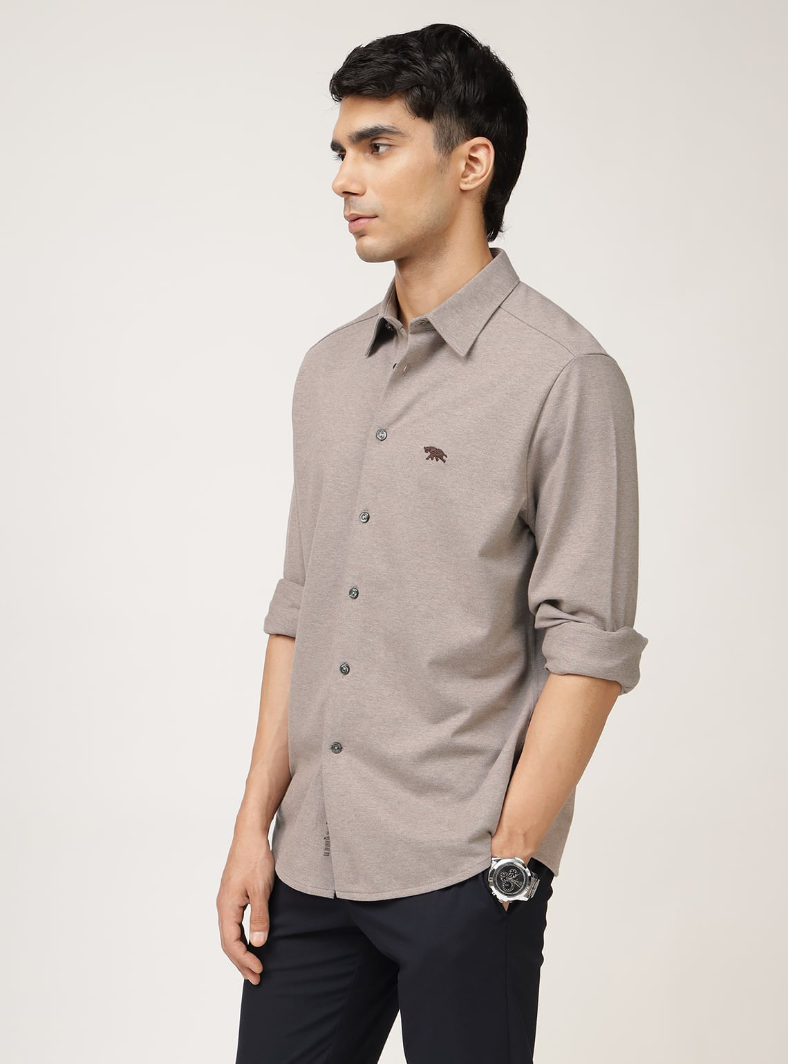 Aged Slate Cotton-Lycra Shirt