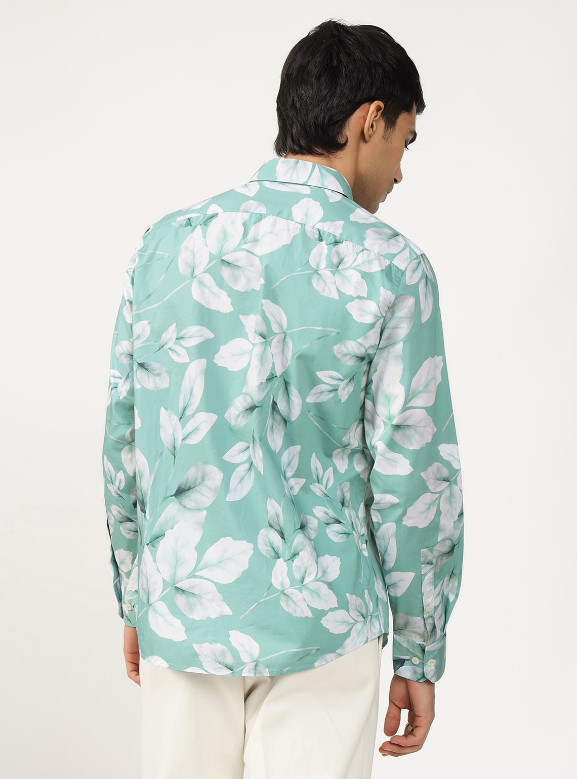 Teal Leaf Cotton Shirt