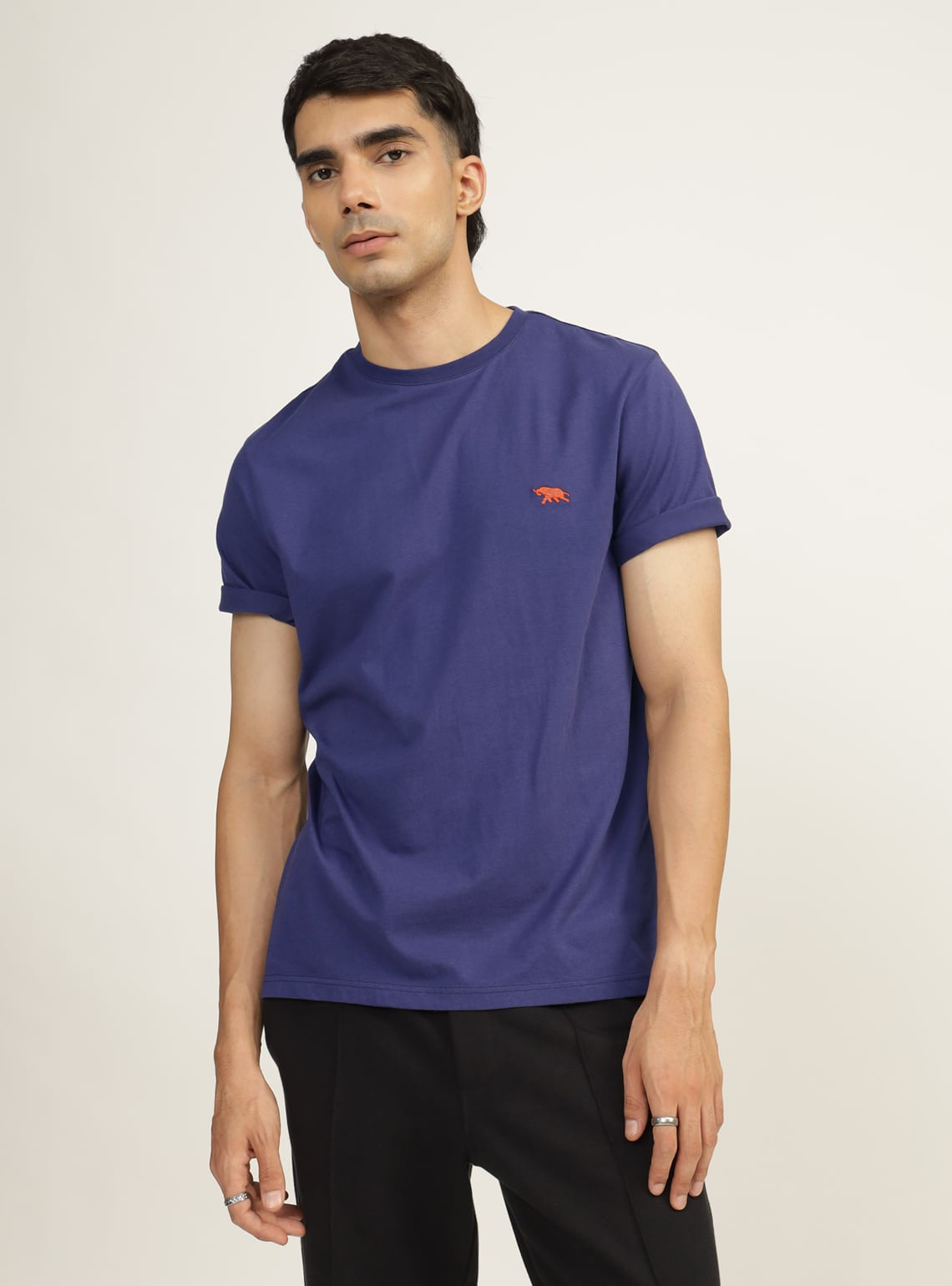 Purple Navy Cotton Crew