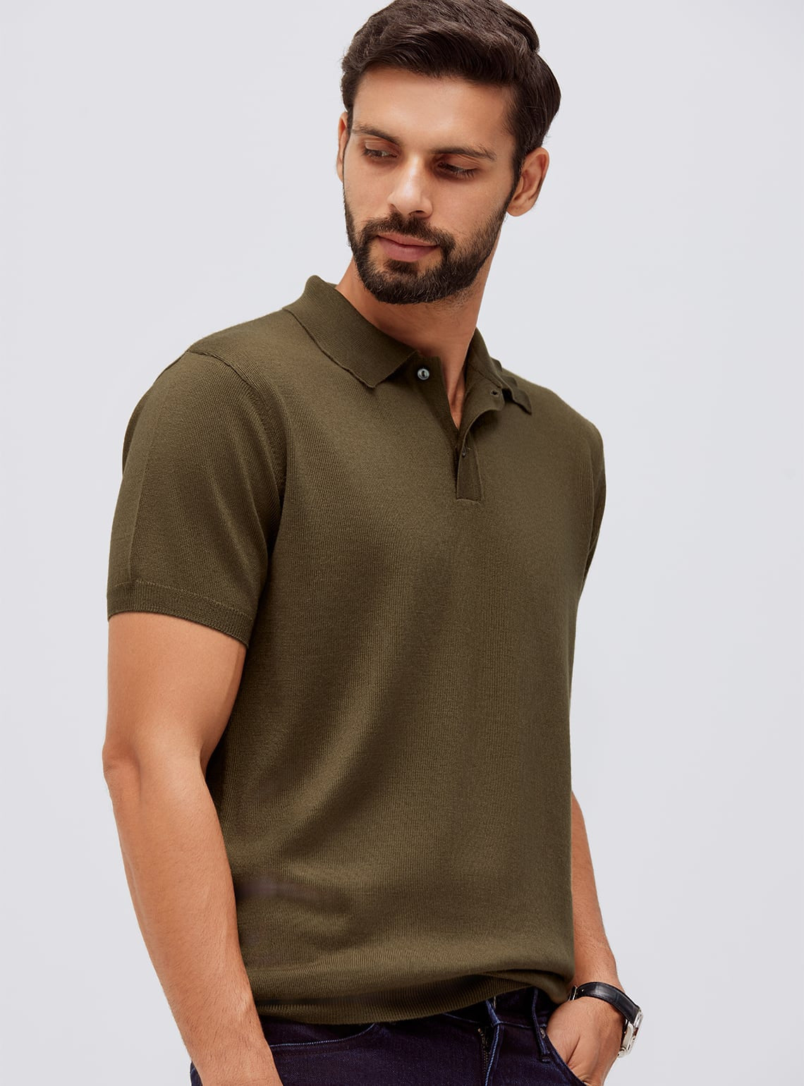 Olive Merino Viscose Polo