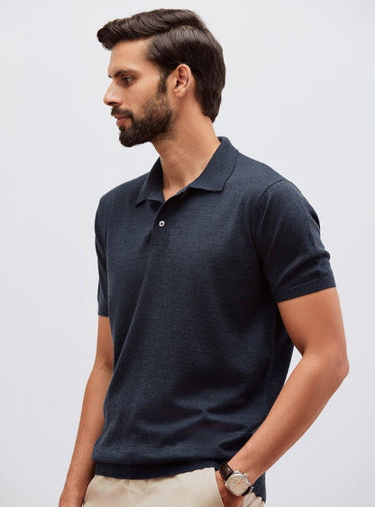 Vulcan Navy Merino Polo