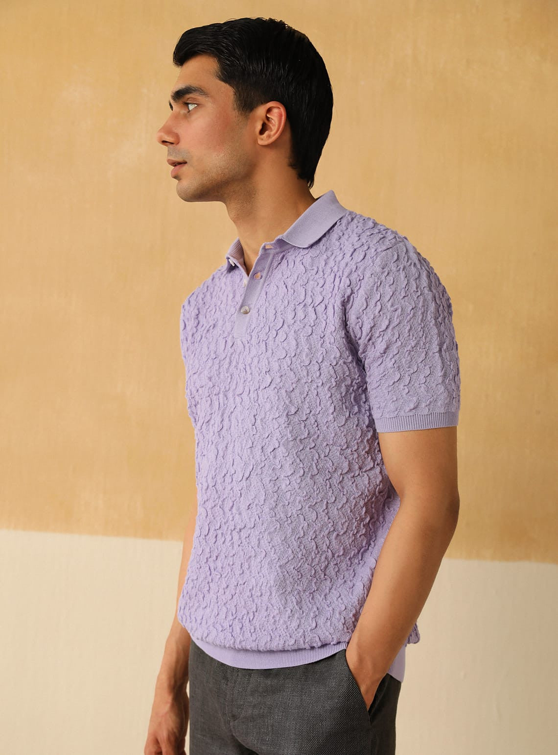 Textured Lavender Polo