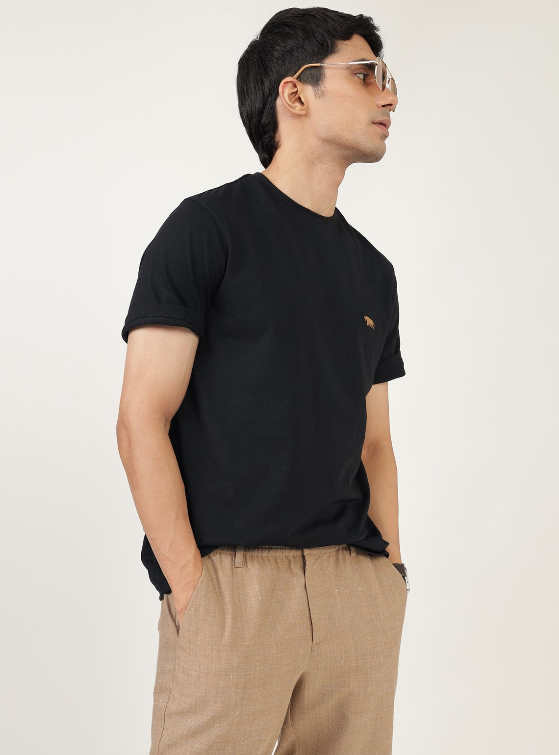 Nero Black Cotton Crew