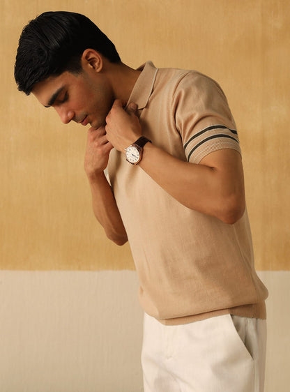 Almond Stripe Polo