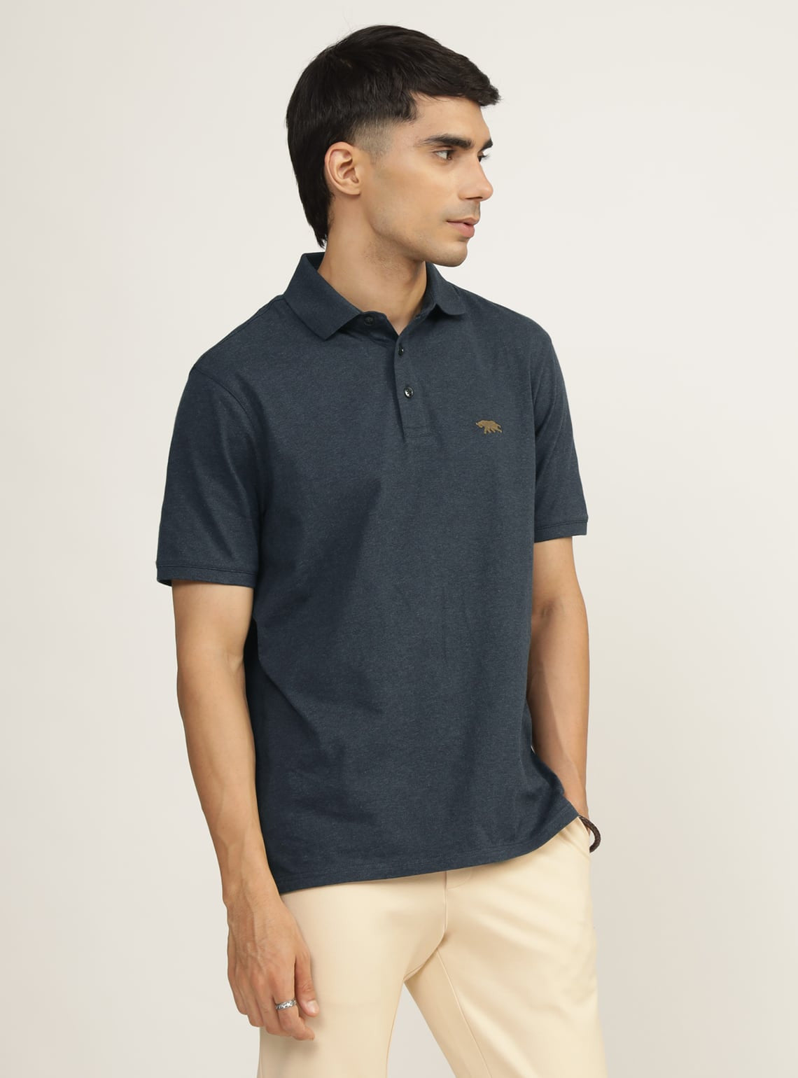 Cinder Navy Melange Polo