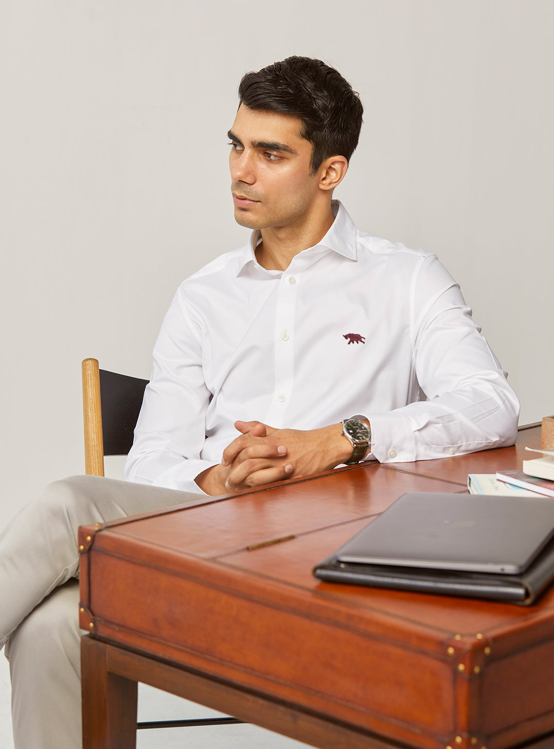 Alp White Shirt - Maroon Mark