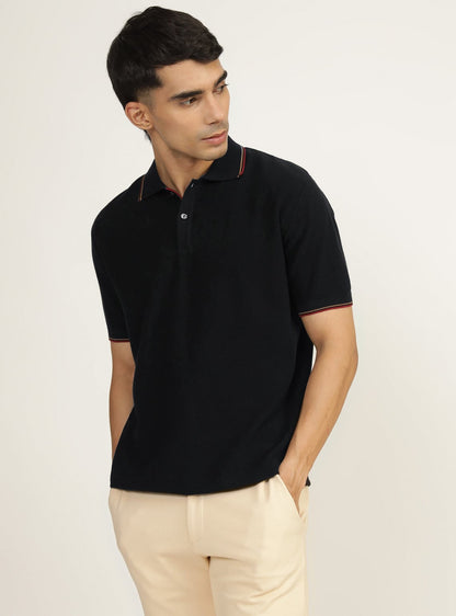 Ruby Black Cotton Polo