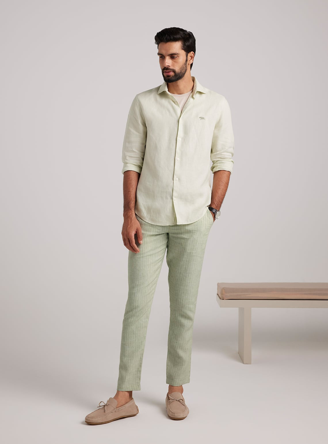 Celadon Stripe Linen Pants