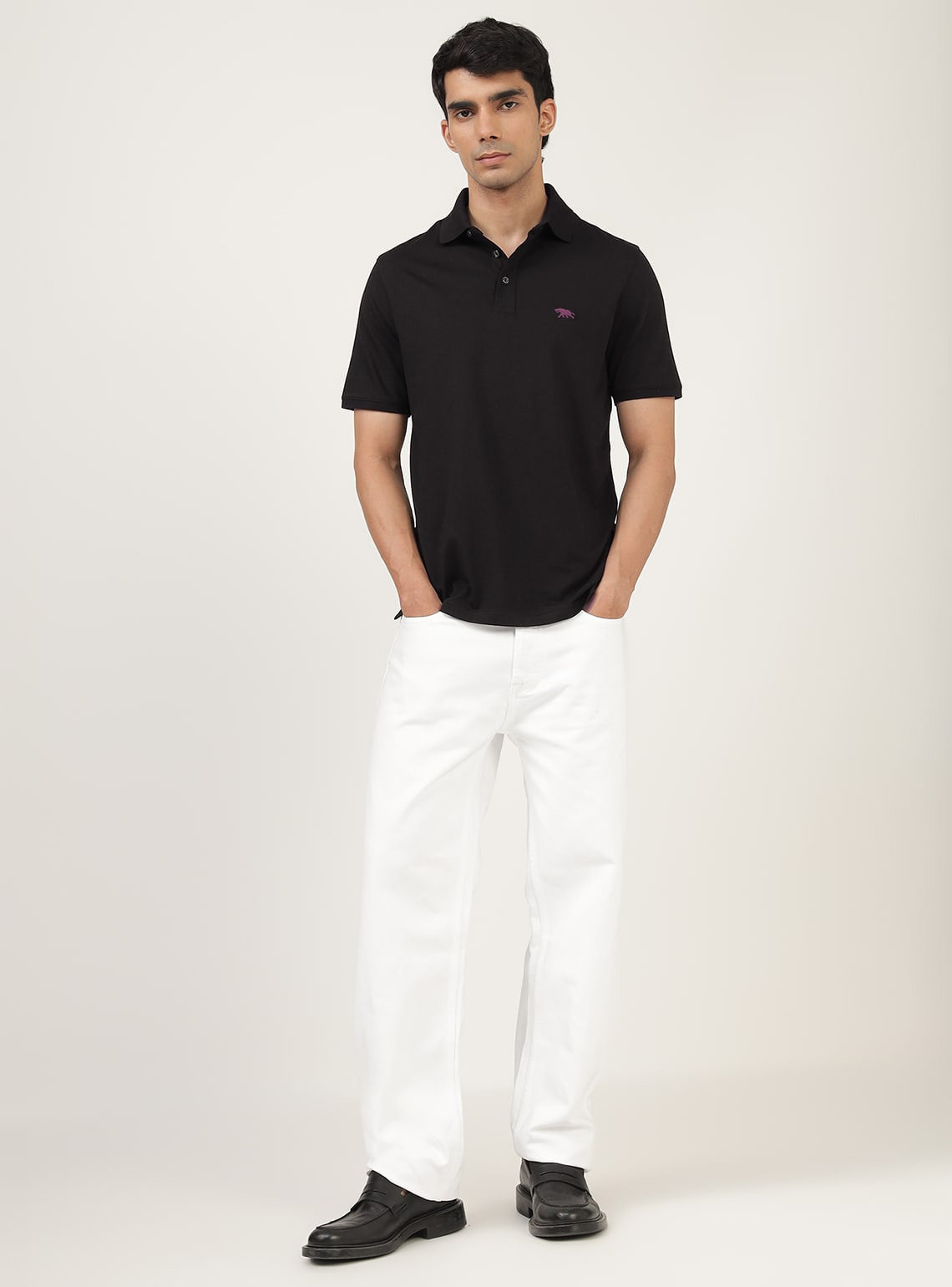 Oxen Black Cotton Polo