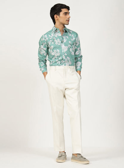 Teal Leaf Cotton Shirt