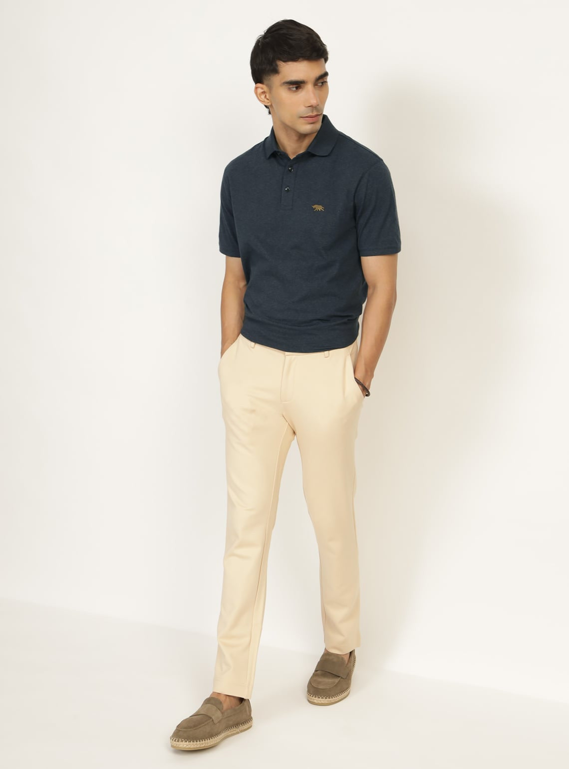 Cinder Navy Melange Polo