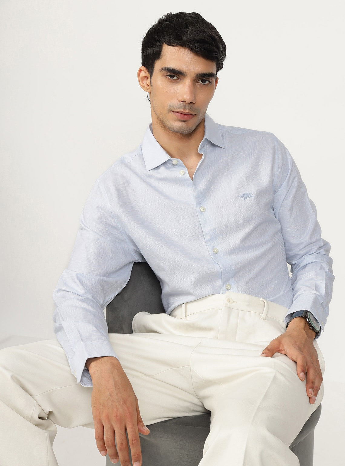 Ghost Blue Cotton Linen Shirt