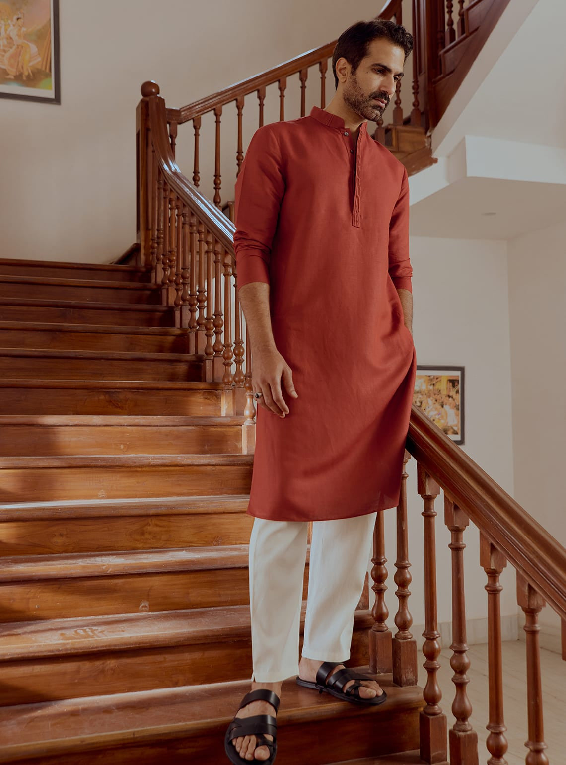 Lal Hemp-Viscose Kurta