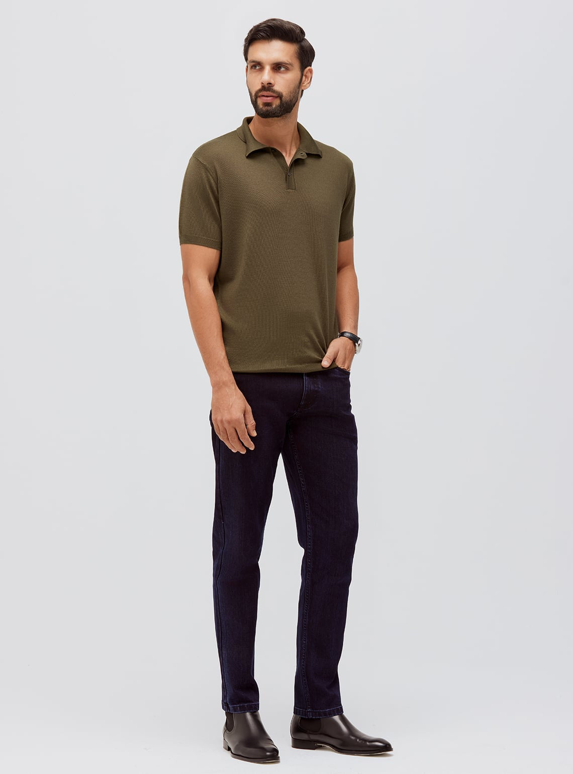 Olive Merino Viscose Polo